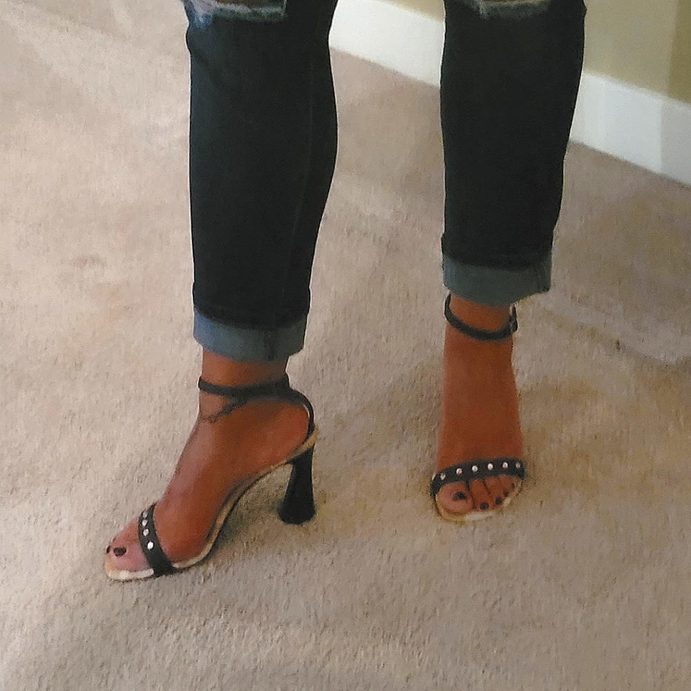 Hype denim sandals with rhinestones